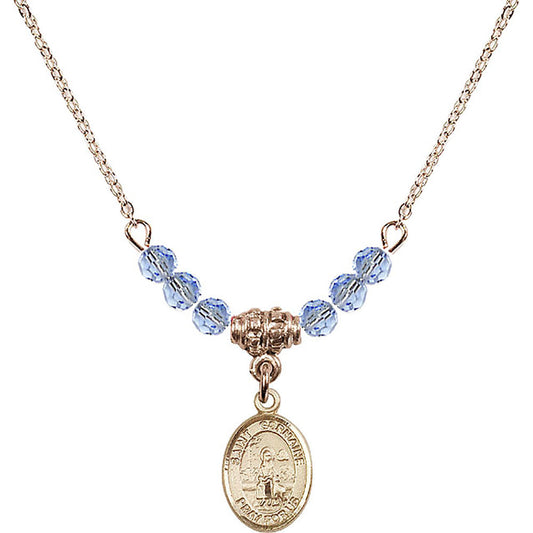14kt Gold Filled Saint Germaine Cousin Birthstone Necklace with Light Sapphire Beads - 9211