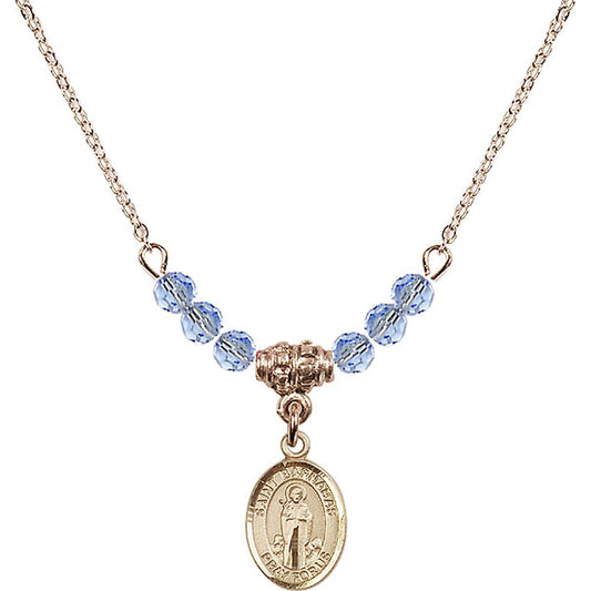 14kt Gold Filled Saint Barnabas Birthstone Necklace with Light Sapphire Beads - 9216