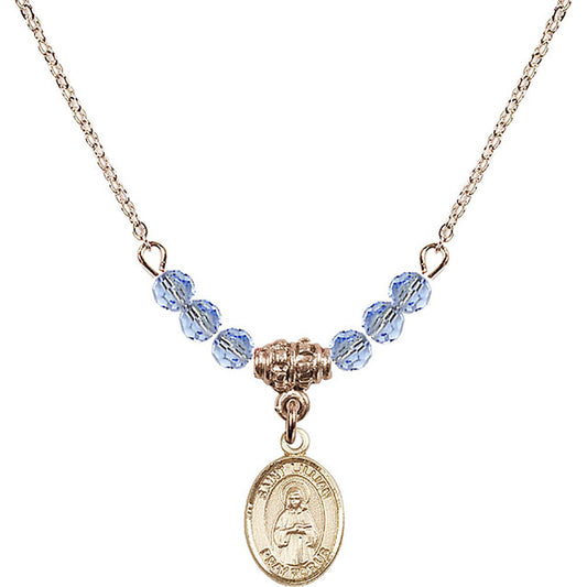 14kt Gold Filled Saint Lillian Birthstone Necklace with Light Sapphire Beads - 9226