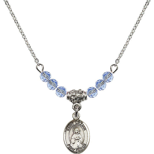 Sterling Silver Saint Lillian Birthstone Necklace with Light Sapphire Beads - 9226
