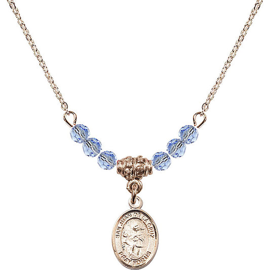 14kt Gold Filled San Juan de la Cruz Birthstone Necklace with Light Sapphire Beads - 9232