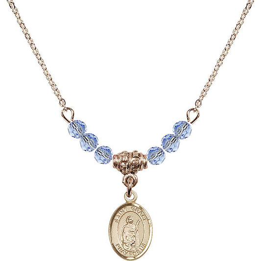 14kt Gold Filled Saint Grace Birthstone Necklace with Light Sapphire Beads - 9255