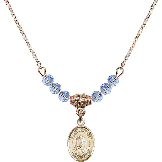 14kt Gold Filled Saint Bruno Birthstone Necklace with Light Sapphire Beads - 9270