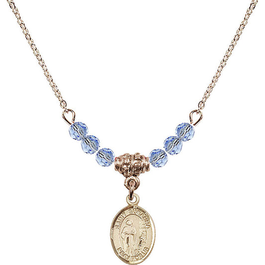 14kt Gold Filled Saint Susanna Birthstone Necklace with Light Sapphire Beads - 9280