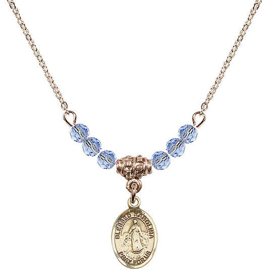 14kt Gold Filled Blessed Karolina Kozkowna Birthstone Necklace with Light Sapphire Beads - 9283