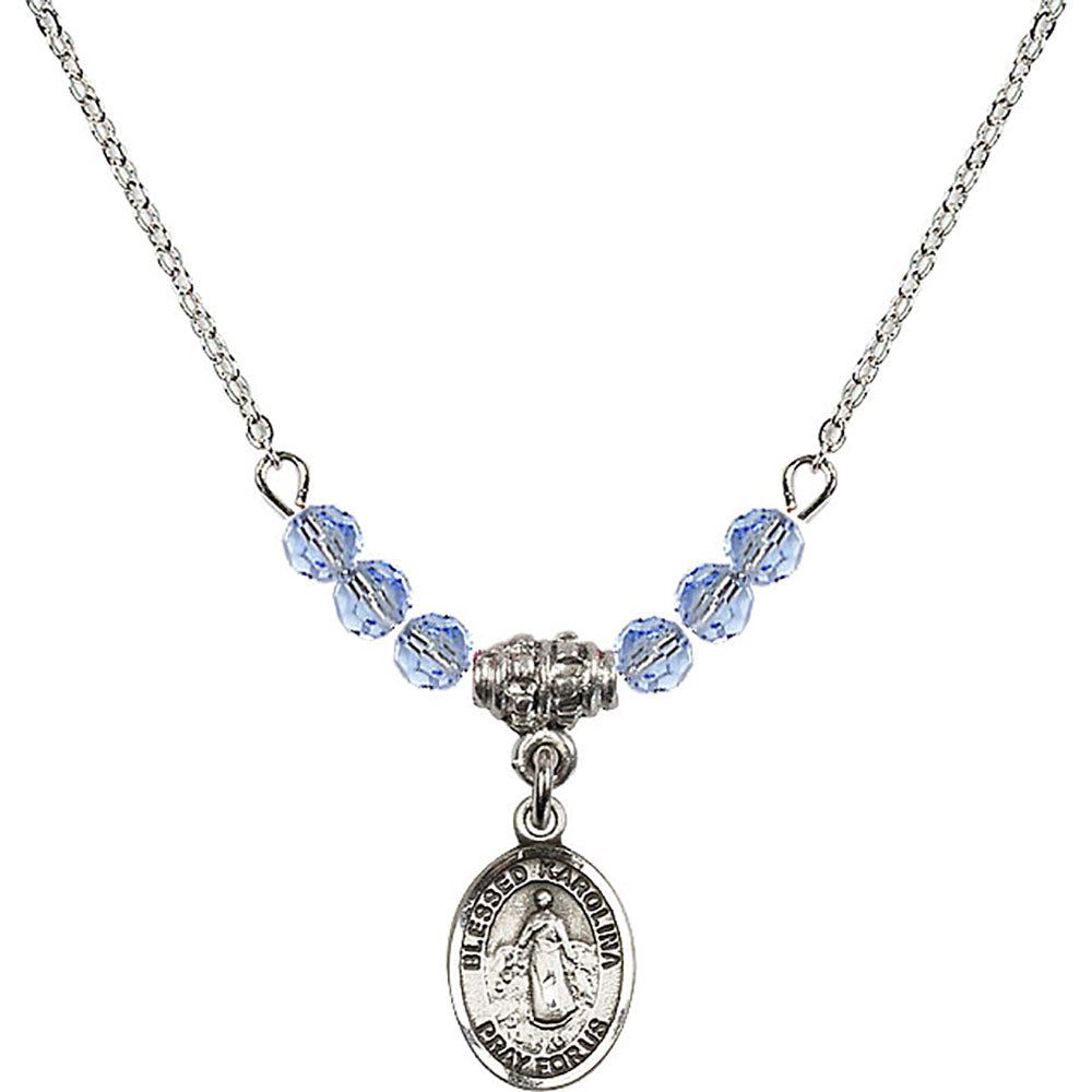 Sterling Silver Blessed Karolina Kozkowna Birthstone Necklace with Light Sapphire Beads - 9283
