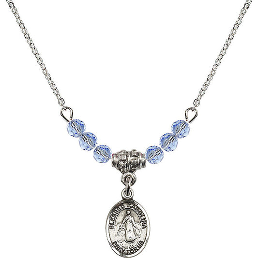 Sterling Silver Blessed Karolina Kozkowna Birthstone Necklace with Light Sapphire Beads - 9283