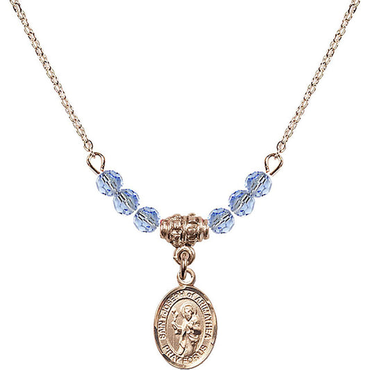 14kt Gold Filled Saint Joseph of Arimathea Birthstone Necklace with Light Sapphire Beads - 9300