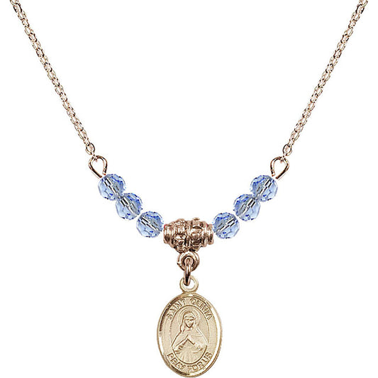 14kt Gold Filled Saint Olivia Birthstone Necklace with Light Sapphire Beads - 9312
