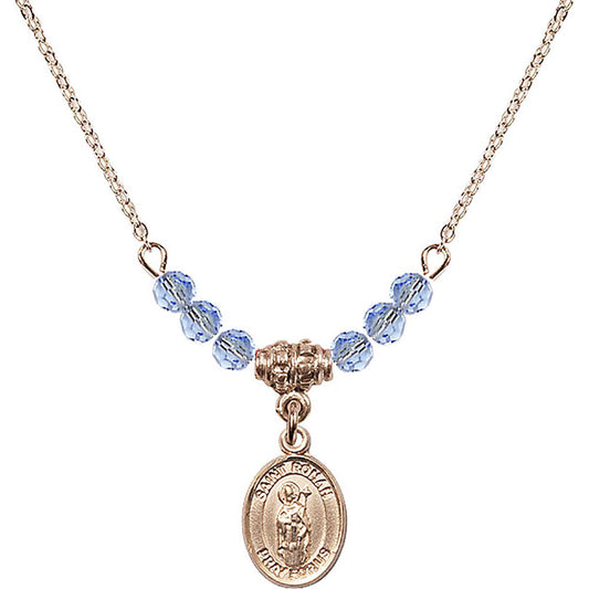 14kt Gold Filled Saint Ronan Birthstone Necklace with Light Sapphire Beads - 9315