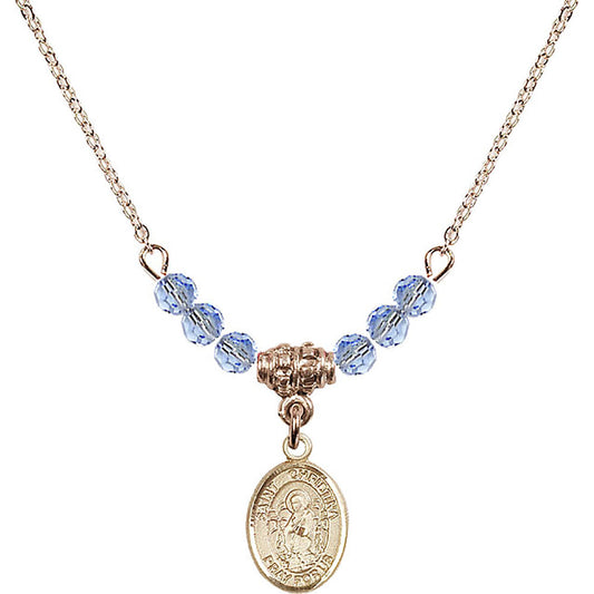 14kt Gold Filled Saint Christina the Astonishing Birthstone Necklace with Light Sapphire Beads - 9320