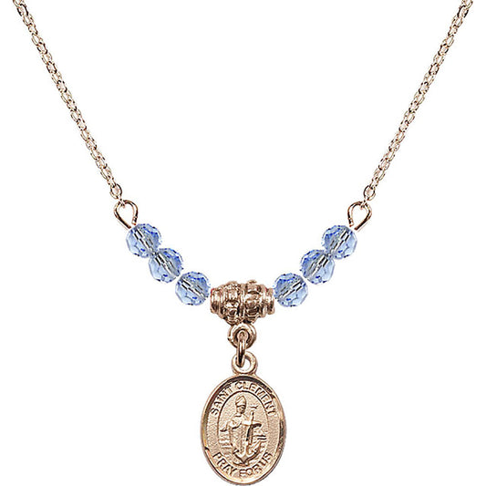 14kt Gold Filled Saint Clement Birthstone Necklace with Light Sapphire Beads - 9340
