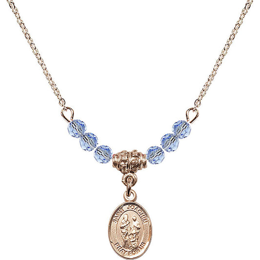 14kt Gold Filled Saint Joachim Birthstone Necklace with Light Sapphire Beads - 9348