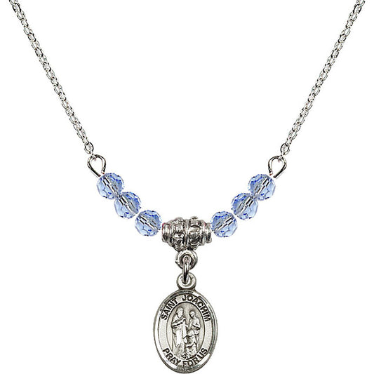 Sterling Silver Saint Joachim Birthstone Necklace with Light Sapphire Beads - 9348