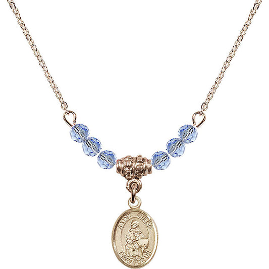 14kt Gold Filled Saint Giles Birthstone Necklace with Light Sapphire Beads - 9349