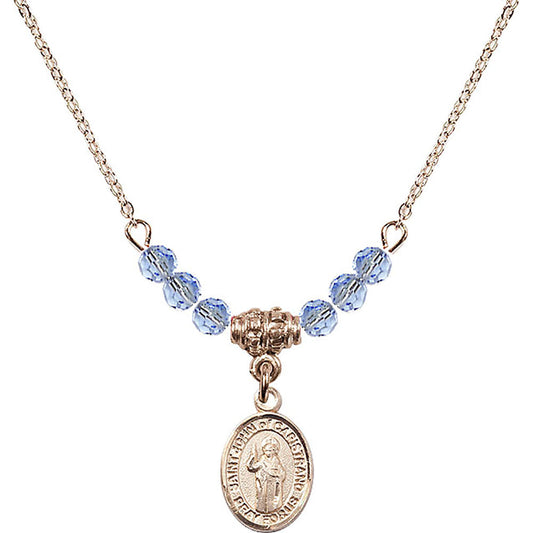 14kt Gold Filled Saint John of Capistrano Birthstone Necklace with Light Sapphire Beads - 9350