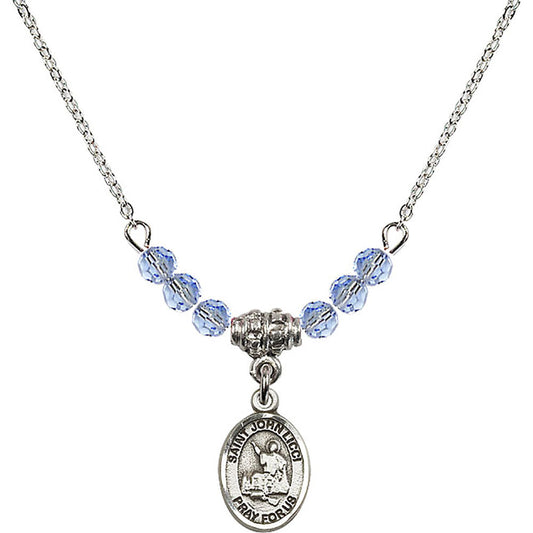 Sterling Silver Saint John Licci Birthstone Necklace with Light Sapphire Beads - 9358
