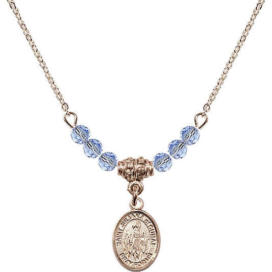 14kt Gold Filled Saint Juliana of Cumae Birthstone Necklace with Light Sapphire Beads - 9372