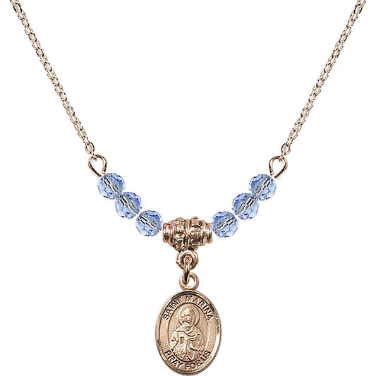 14kt Gold Filled Saint Marina Birthstone Necklace with Light Sapphire Beads - 9379