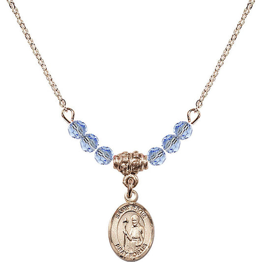 14kt Gold Filled Saint Regis Birthstone Necklace with Light Sapphire Beads - 9380
