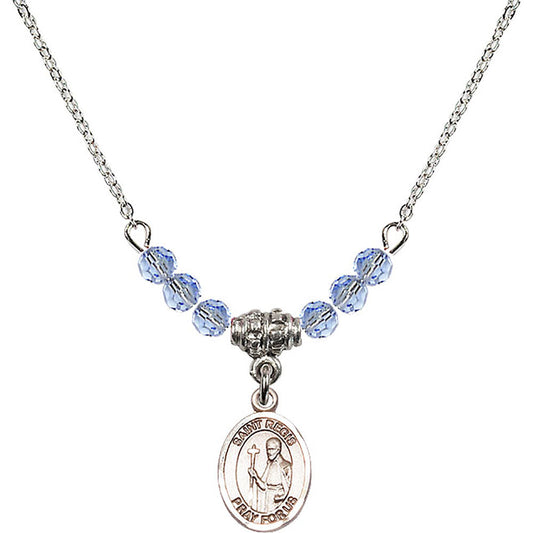 Sterling Silver Saint Regis Birthstone Necklace with Light Sapphire Beads - 9380