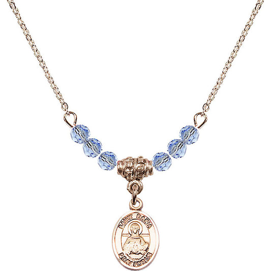 14kt Gold Filled Saint Daria Birthstone Necklace with Light Sapphire Beads - 9396