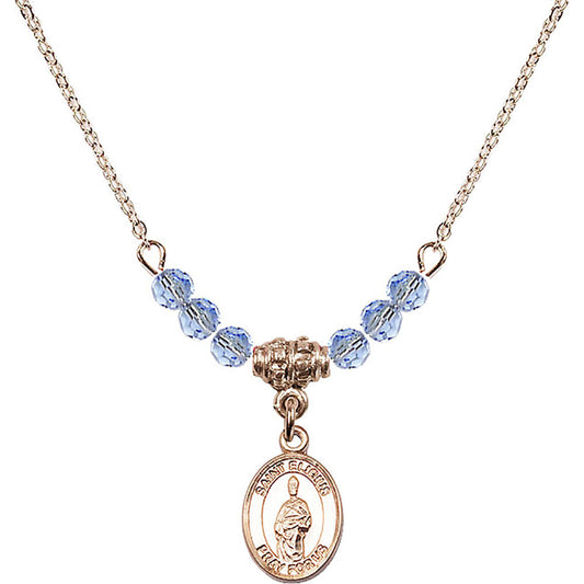 14kt Gold Filled Saint Eligius Birthstone Necklace with Light Sapphire Beads - 9402