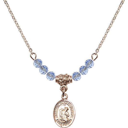 14kt Gold Filled Blessed Herman the Cripple Birthstone Necklace with Light Sapphire Beads - 9403