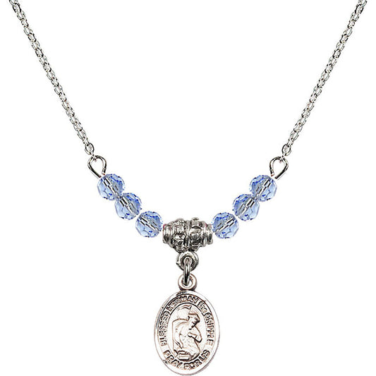 Sterling Silver Blessed Herman the Cripple Birthstone Necklace with Light Sapphire Beads - 9403