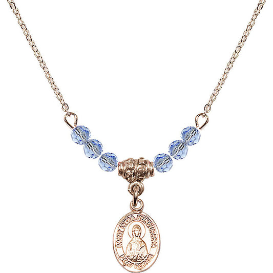 14kt Gold Filled Saint Lydia Purpuraria Birthstone Necklace with Light Sapphire Beads - 9411
