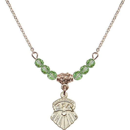 14kt Gold Filled Seven Gifts Birthstone Necklace with Peridot Beads - 0887
