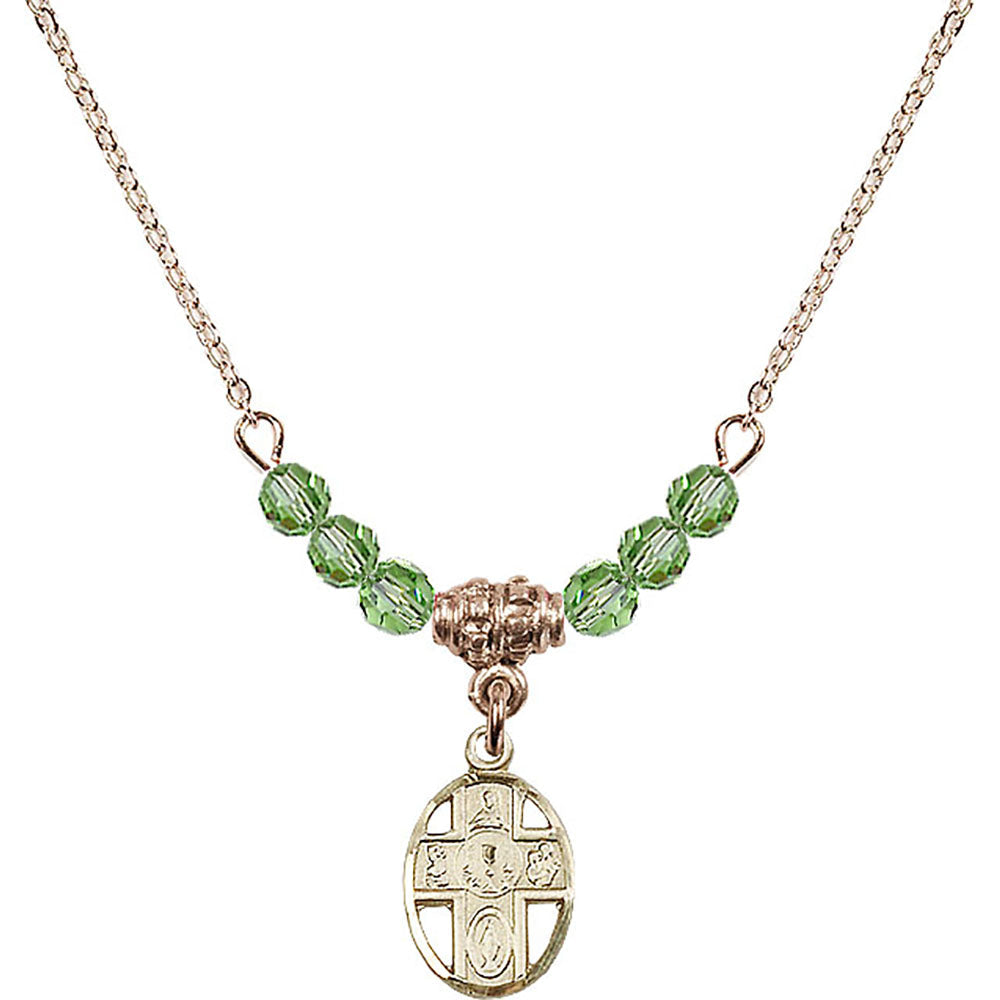 14kt Gold Filled 5-Way / Chalice Birthstone Necklace with Peridot Beads - 0979