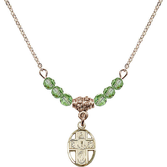 14kt Gold Filled 5-Way / Chalice Birthstone Necklace with Peridot Beads - 0979