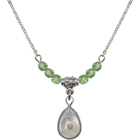 Sterling Silver Mustard Seed Birthstone Necklace with Peridot Beads - 1700