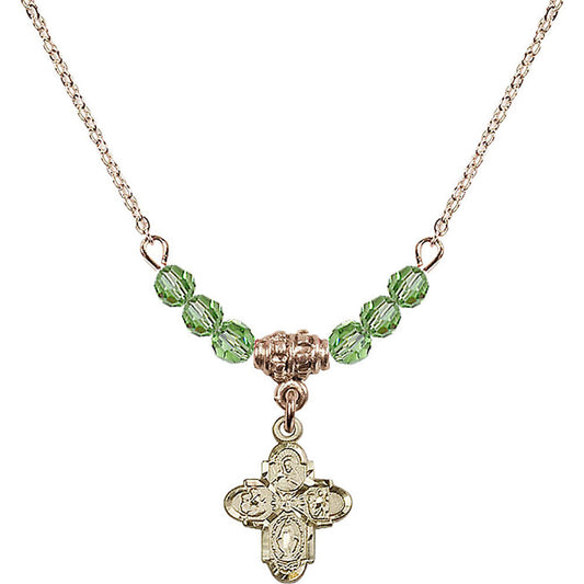 14kt Gold Filled 4-Way Birthstone Necklace with Peridot Beads - 3143