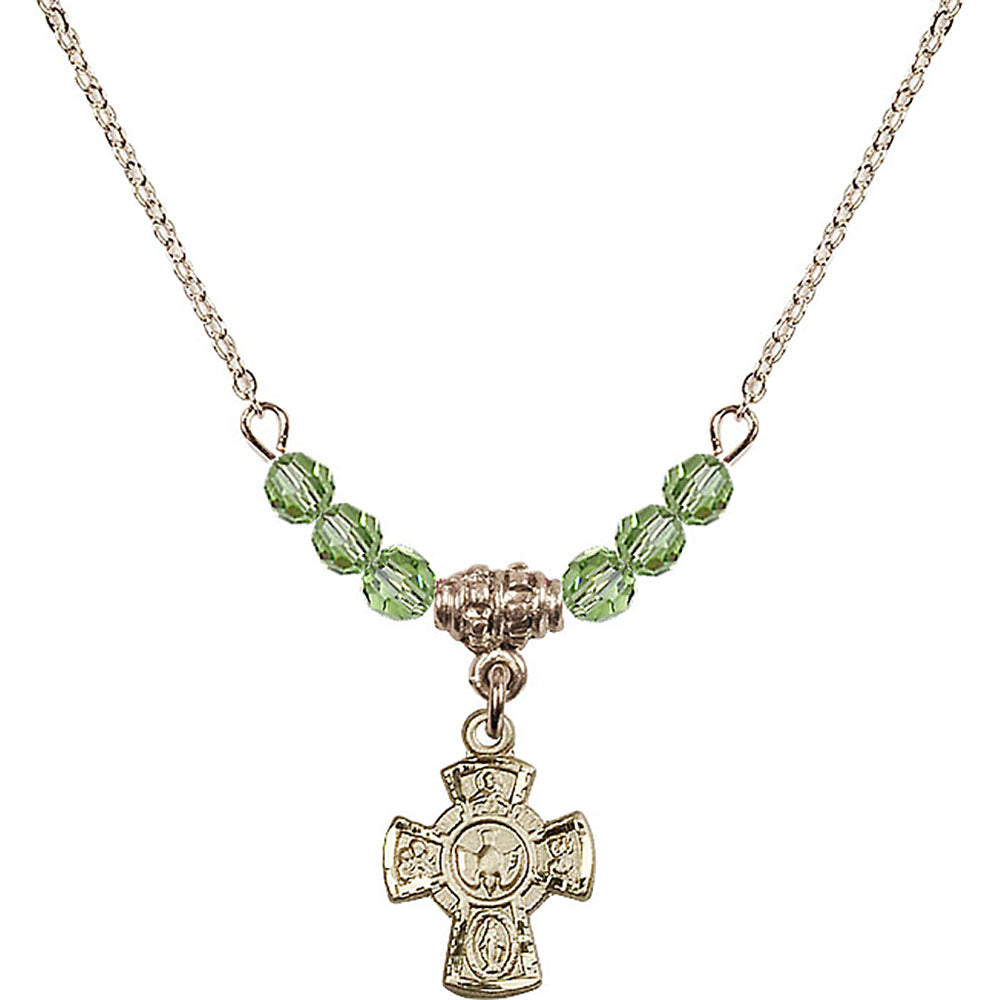 14kt Gold Filled 5-Way Birthstone Necklace with Peridot Beads - 3145