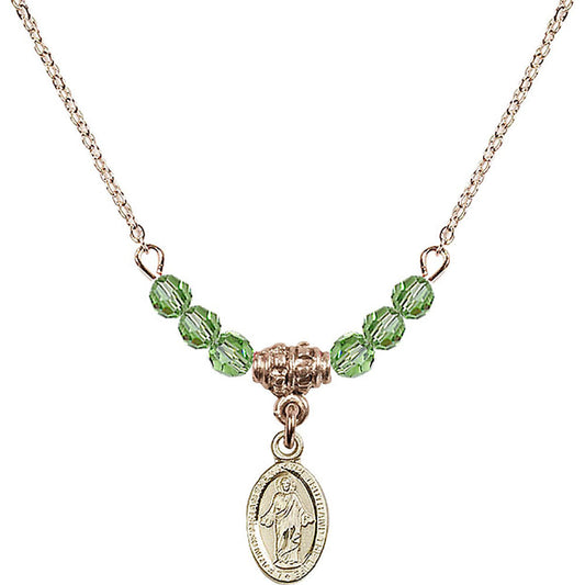 14kt Gold Filled Scapular Birthstone Necklace with Peridot Beads - 4121