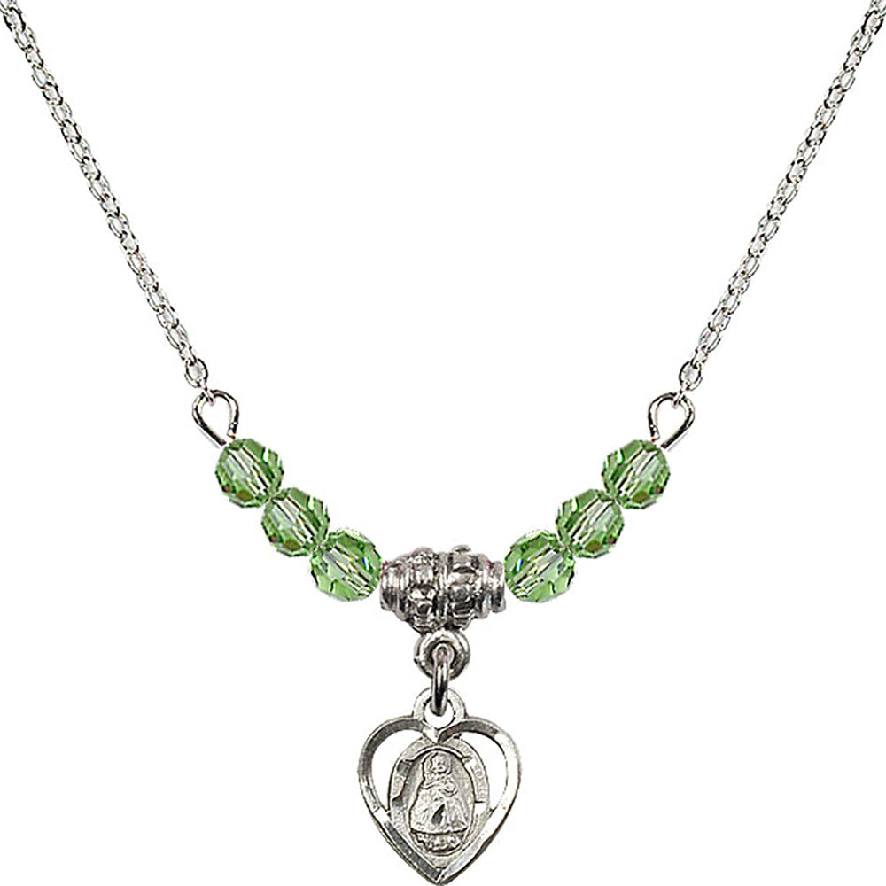 Sterling Silver Infant Birthstone Necklace with Peridot Beads - 5413
