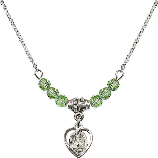 Sterling Silver Infant Birthstone Necklace with Peridot Beads - 5413