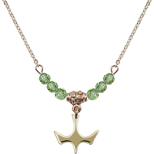 14kt Gold Filled Holy Spirit Birthstone Necklace with Peridot Beads - 5431