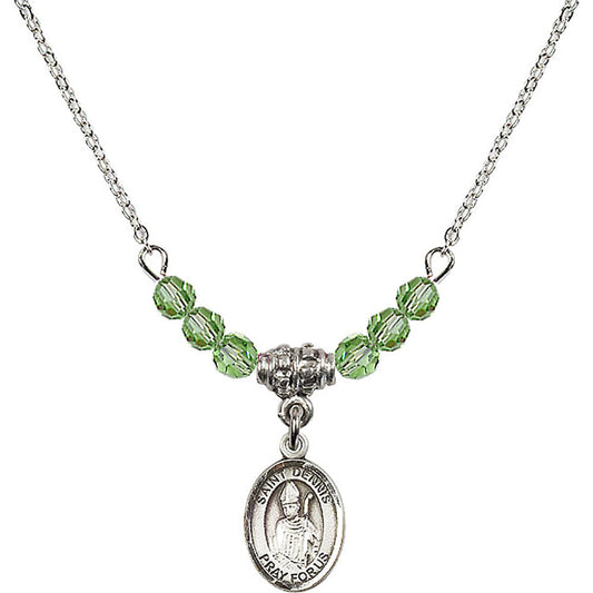 Sterling Silver Saint Dennis Birthstone Necklace with Peridot Beads - 9025