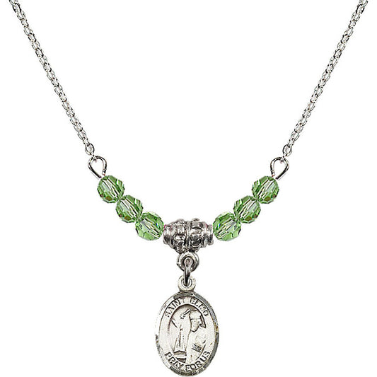 Sterling Silver Saint Elmo Birthstone Necklace with Peridot Beads - 9031