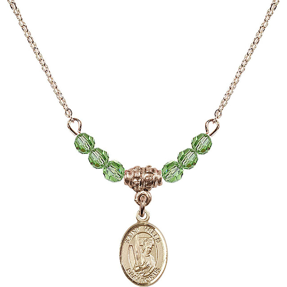 14kt Gold Filled Saint Helen Birthstone Necklace with Peridot Beads - 9043