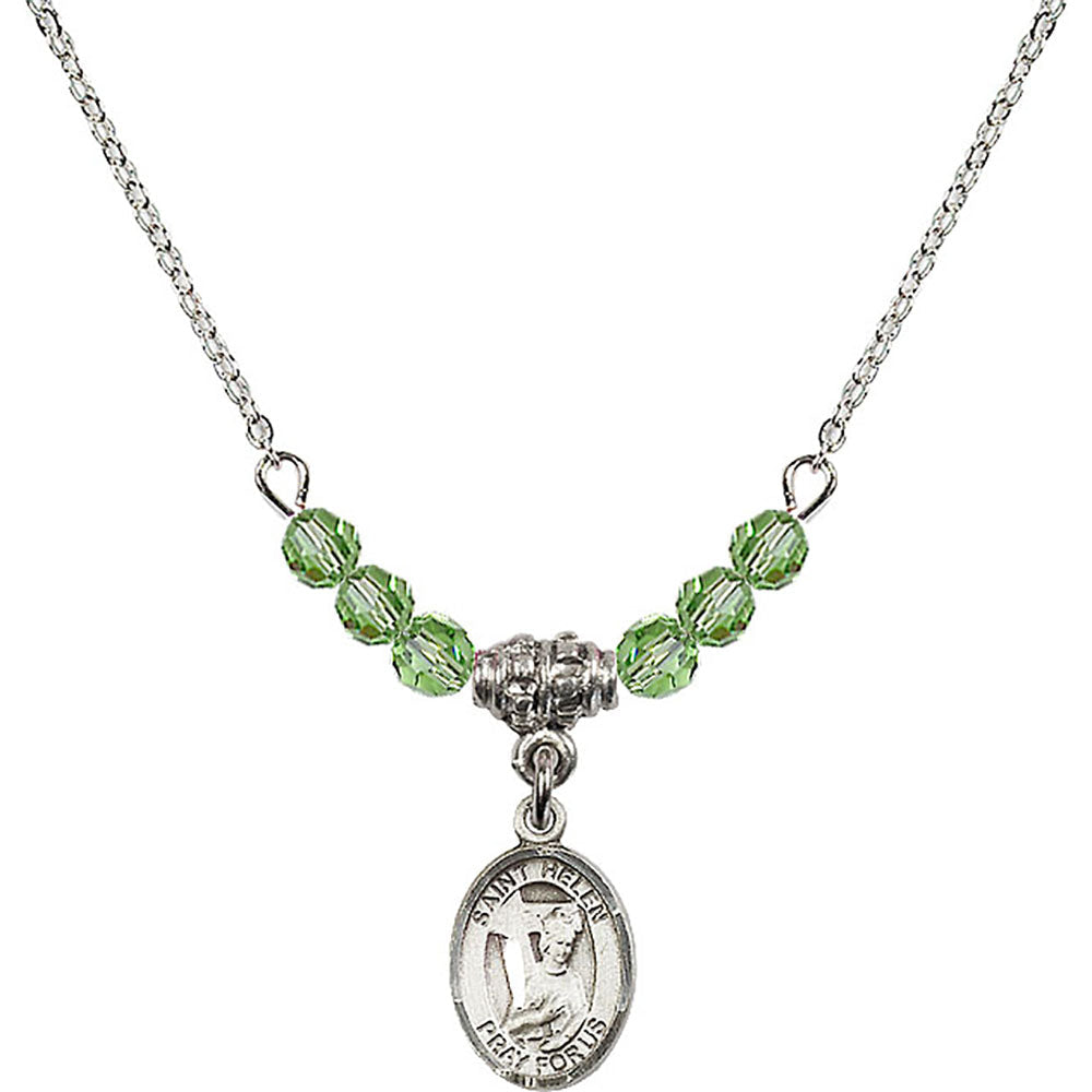Sterling Silver Saint Helen Birthstone Necklace with Peridot Beads - 9043