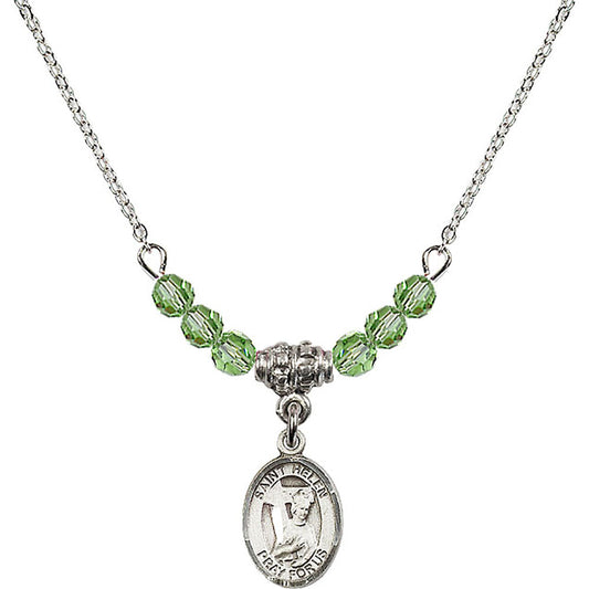 Sterling Silver Saint Helen Birthstone Necklace with Peridot Beads - 9043