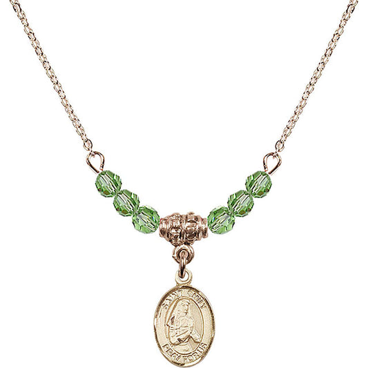 14kt Gold Filled Saint Emily de Vialar Birthstone Necklace with Peridot Beads - 9047