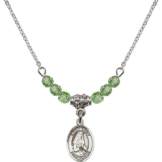 Sterling Silver Saint Emily de Vialar Birthstone Necklace with Peridot Beads - 9047