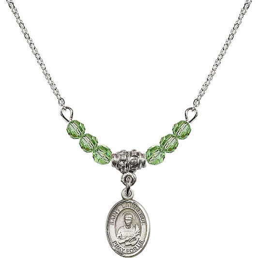 Sterling Silver Saint Lawrence Birthstone Necklace with Peridot Beads - 9063