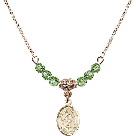 14kt Gold Filled Saint Nicholas Birthstone Necklace with Peridot Beads - 9080