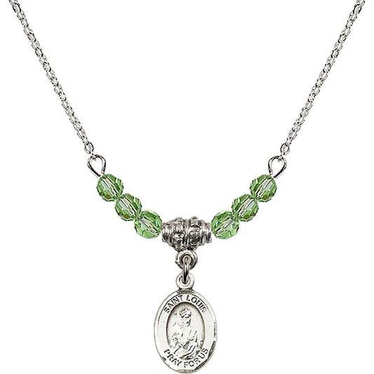 Sterling Silver Saint Louis Birthstone Necklace with Peridot Beads - 9081